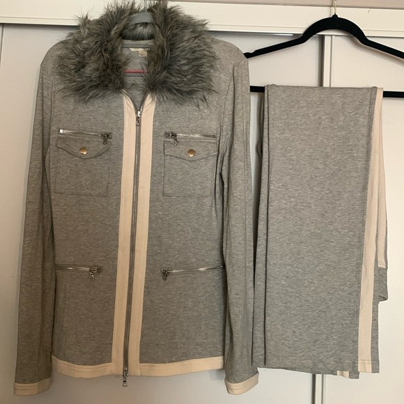 Boston Proper Jackets & Blazers - 🎉HOST PICK🎉 Boston Proper 2 Pc Faux Fur Collar Chic Zip Sport Coordinate Set